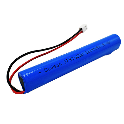 1600 mAh 6,4 V Cylindryczne baterie przeciwpożarowe LiFePO4 IFR18650