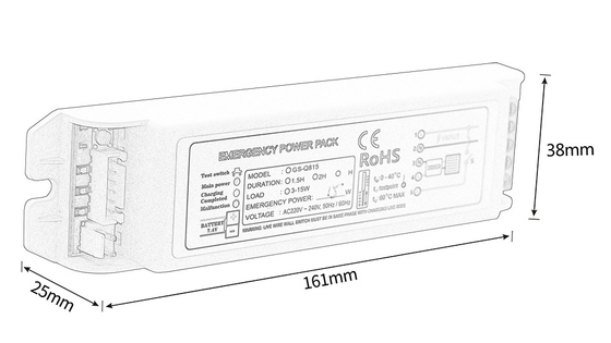 11-15W Max 0,05A Emergency Power Pack 1,5h Dostosowany